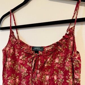Vintage Lauren Ralph Lauren Red Floral Midi Dress Small